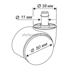 Набор колес Бюрократ CastorSet3850/PU черный для паркета/ламината 50мм рис1